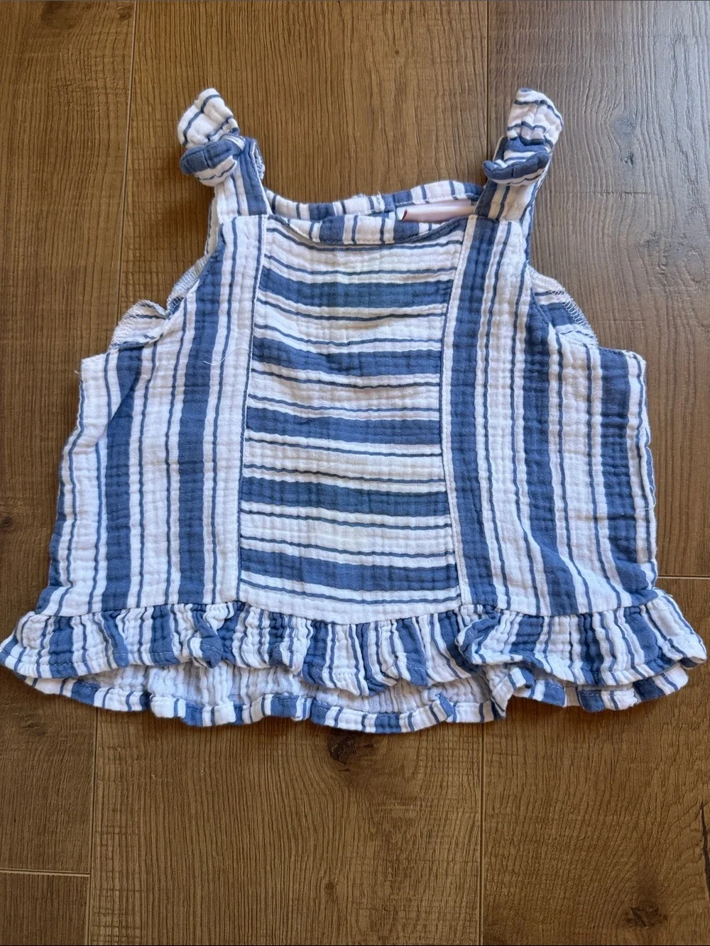 Little Lass Blue & White Striped Linen Kids Pants Set